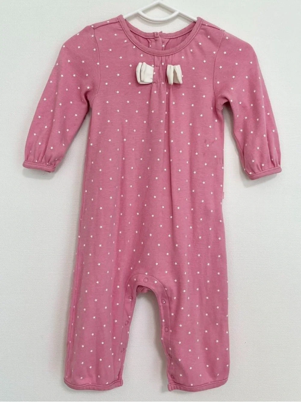 Baby Gap Pink & White Star One-Piece Romper with Bow